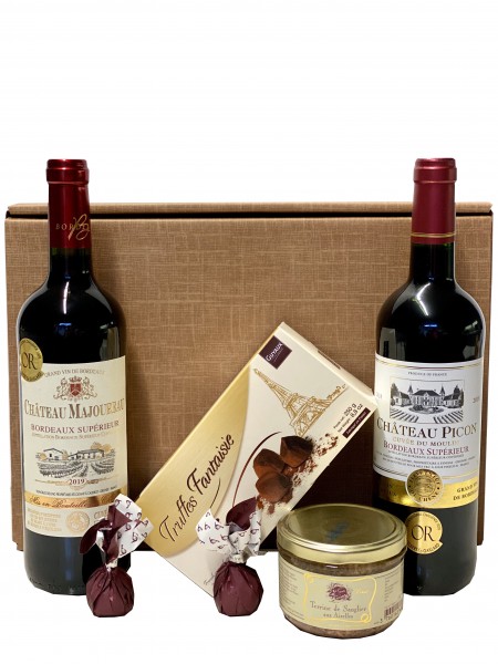Geschenkset französische Genüsse mit Bordeaux, Trüffeln und Pastete