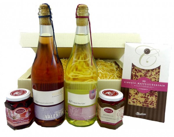 Geschenkset Frizzante Valentin mit süßen Genüssen
