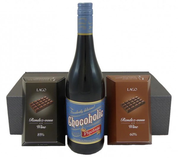 Geschenkset Rotwein mit Schokolade